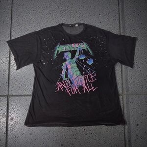 Metallica Justice For All Shirt Womens Divided H&M Sheer Black Lightweight Large